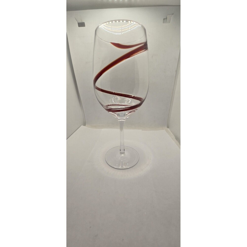 Pier 1 "Swirline Red 9 Inch Water Goblet